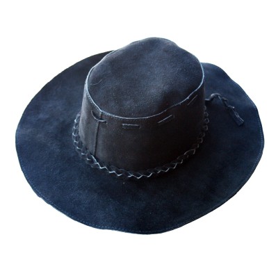 Black Suede Floppy Leather Hippie Hat  eb-82227928